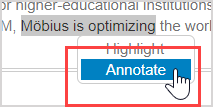 Annotate is the second entry in the menu underneath the selected text.
